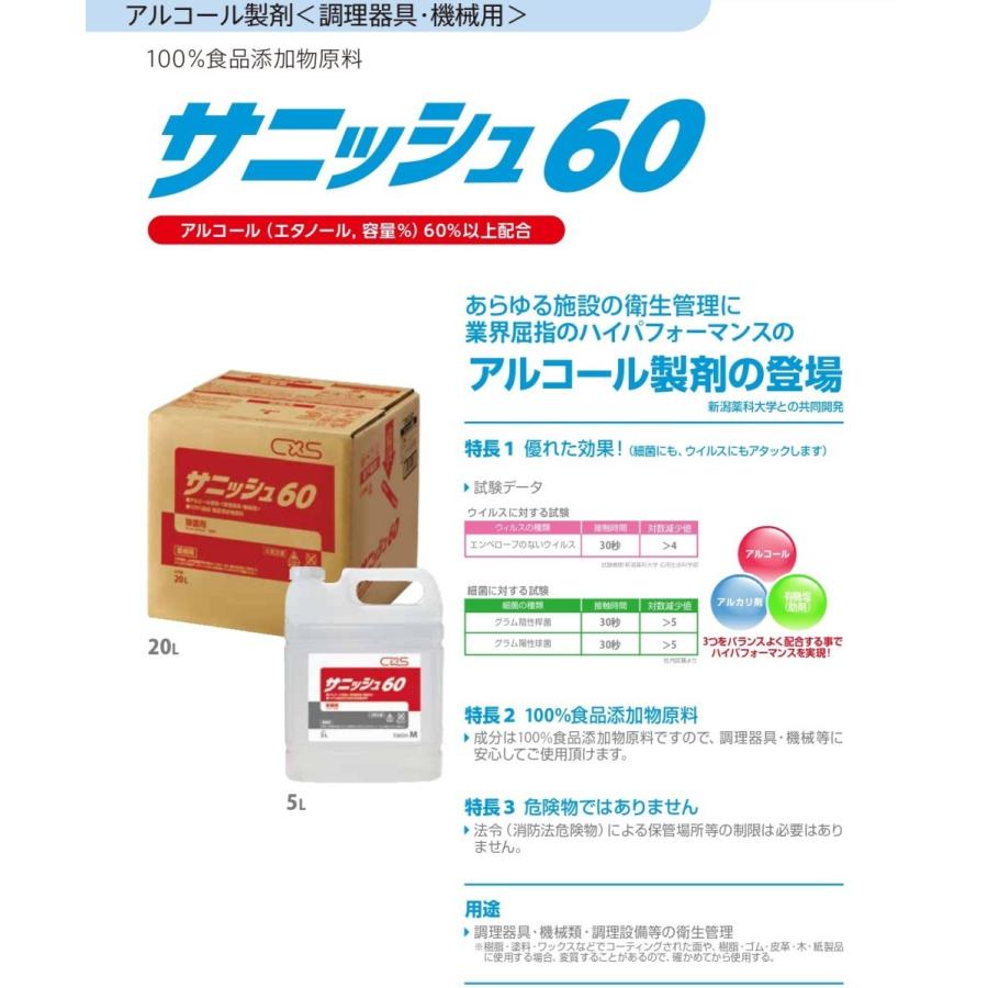 シーバイエス サニッシュ60 20L 高濃度アルコール【ボトル付】