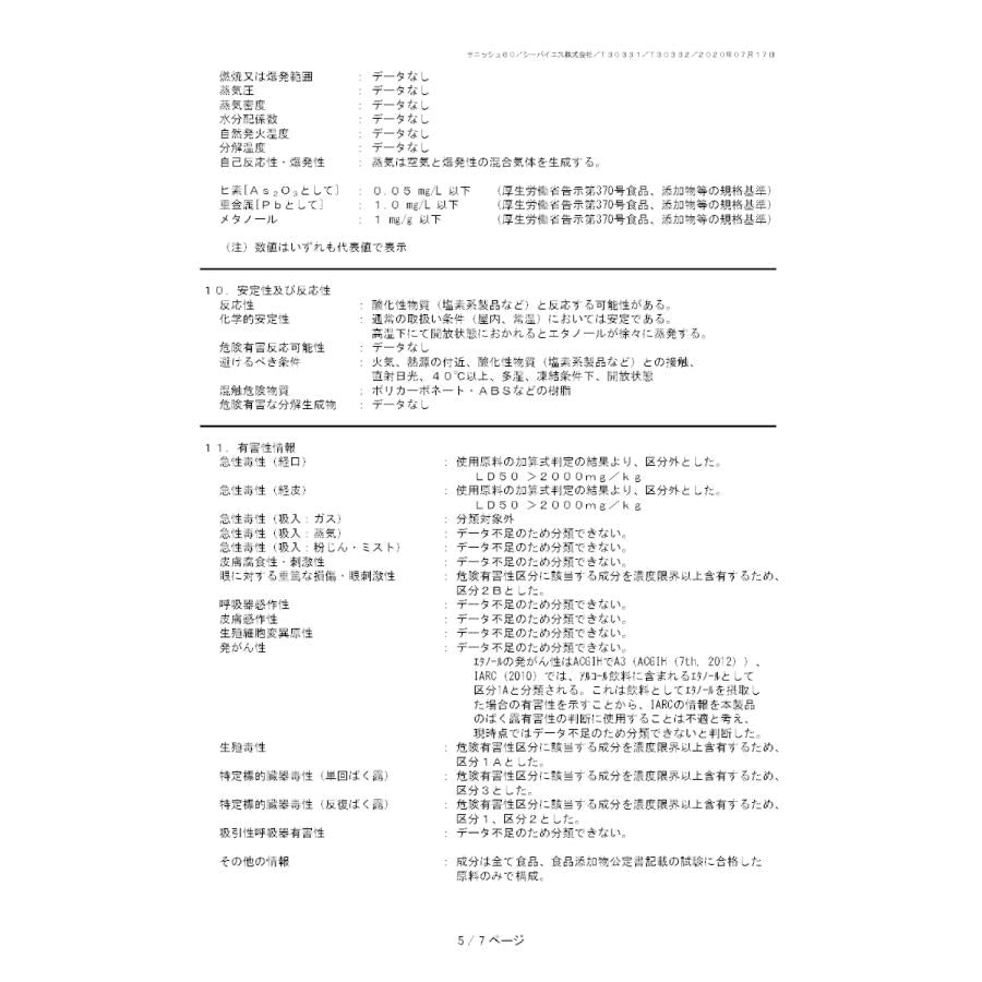 シーバイエス サニッシュ60 20L 高濃度アルコール【ボトル付】